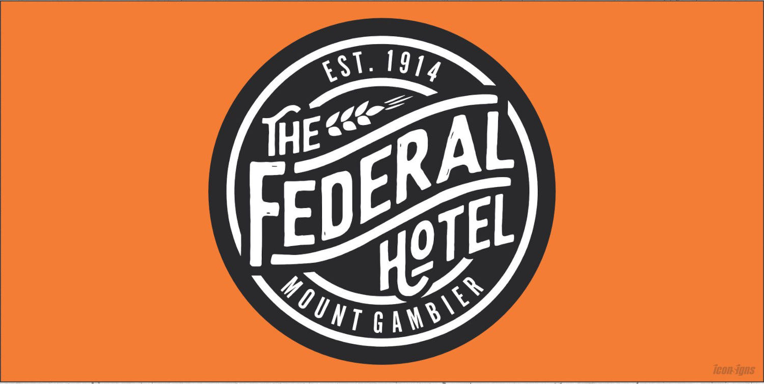 MG Greyhound Racing club - Federal Hotel Sponsor Sign
